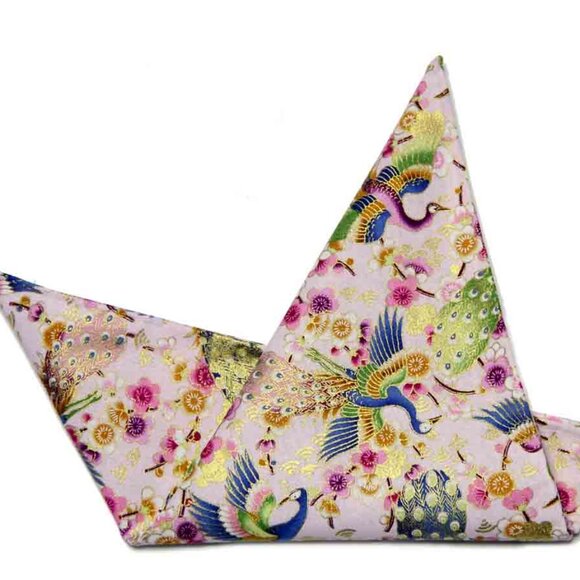 NEW Gascoigne Hand Stitched Pocket Square Cotton Japanese Kimono Fabric Gilding - Picture 3 of 3